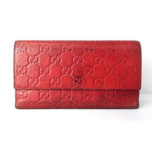 Price reduction Gucci long wallet GG leather red Guccisima embossed
